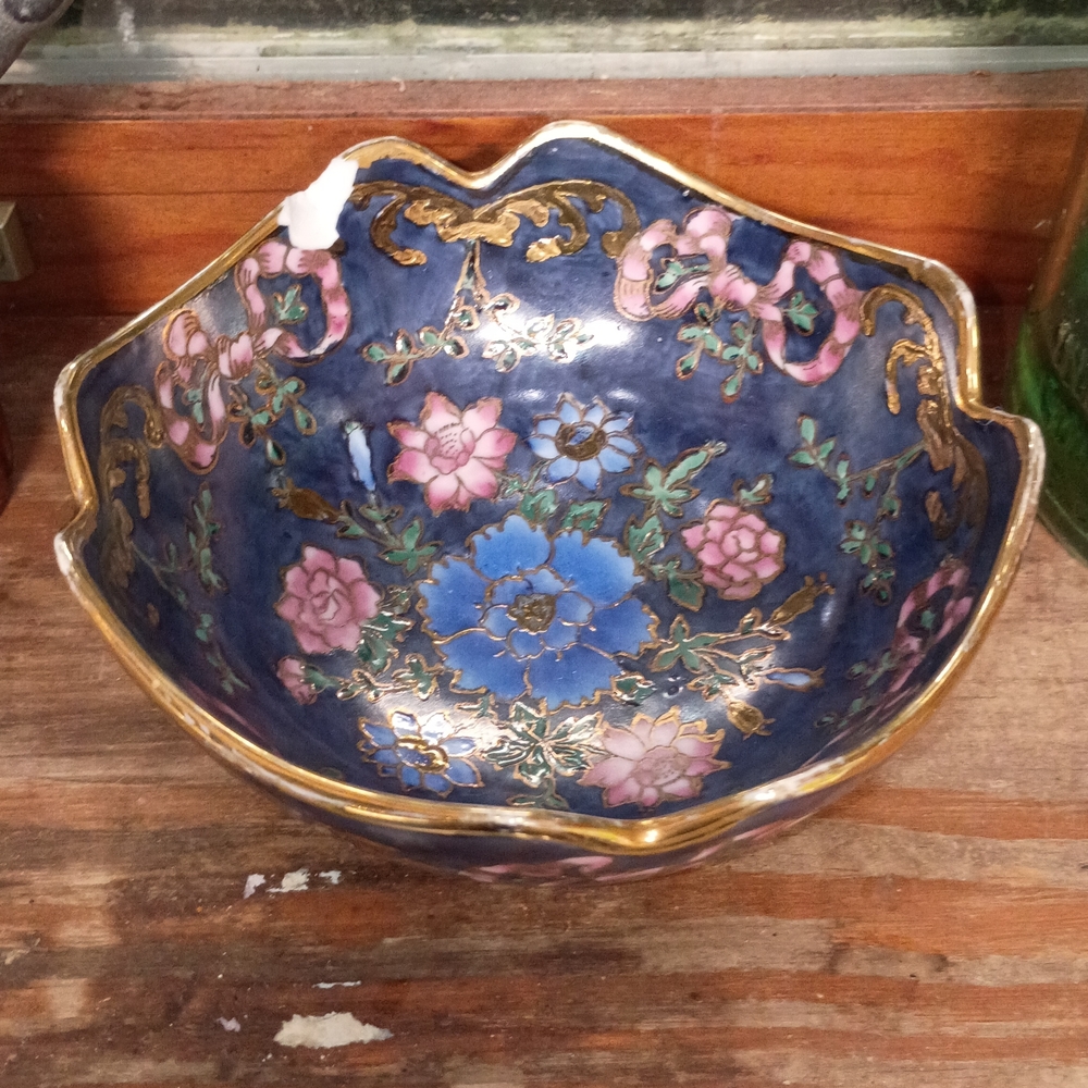 Floral Blue and Pink Decorative Bowl
